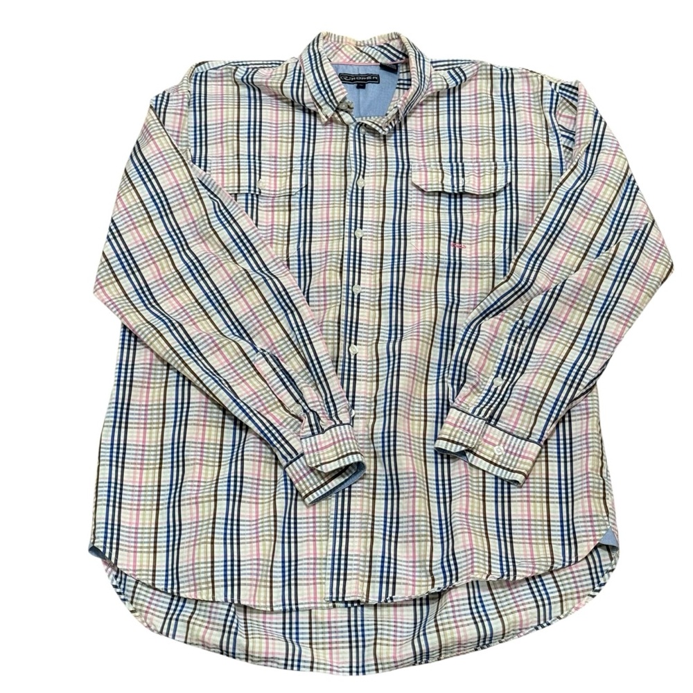 Roper Men's Plaid Button Down Shirt - Blue, Pink, Yellow mens XL cowboy